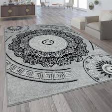 Produkt leider nicht mehr verfügbar. Kurzflor Teppich Schwarz Grau Wohnzimmer Versace Muster Modern Kreise Designer Mobel Mobel Wohnen Perunanovaconsciencia Cat