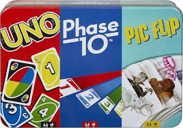 The game is named after ten phases (or melds) that a playe. Buy Uno Phase 10 And Pic Flip Bundle Tin 3 Mattel Card Games For Players 7 Year Olds Up Decorative Storage Tin Gift For Kid Family Adult Game Night 7