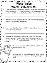 No Prep Place Value Packet 4th Grade Place Values Word Problems Math Packets