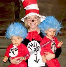 Cool Homemade Cat In The Hat Costume Pregnant Halloween Costumes Pregnant Halloween Family Halloween Costumes