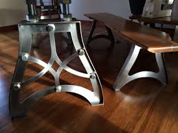 Handcrafted Vintage Industrial Steampunk Metal Legs Live Edge American Elm Wood Slab Table Top Turq Metal Table Legs Industrial Metal Table Legs Metal Table