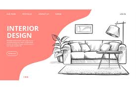 Remove image backgrounds automatically in 5 seconds with just one click. Interior Design Landing Page Vector Sketch Of Living Room Hand Drawn By Microvector Thehungryjpeg Com