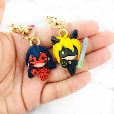 Ladybug And Cat Noir Keychain Set Miraculous Ladybug Keychain Set Keychain Miraculous Ladybug