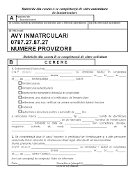 Numarul de serie sistem c.i. Formulare Acte Auto Inmatriculari