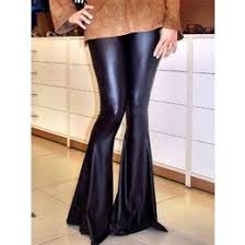 Calça De Couro Boca De Sino Calcas Ideias Fashion Calca Calca Boca De Sino
