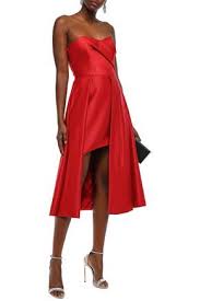 Black Halo Eve By Laurel Berman Woman Caine Strapless Draped Satin Mini Dress Red Modesens Satin Mini Dress Red Mini Dress Satin Evening Dresses