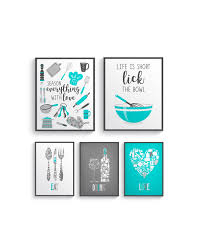 Aqua Blue Gray Modern Kitchen Wall Decor Gray Kitchen Wall Etsy Turquoise Kitchen Decor Modern Kitchen Wall Decor Teal Kitchen Decor
