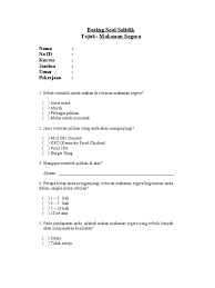 Borang soal selidik tentang gaya hidup sihat. Contoh Soal Dan Contoh Pidato Lengkap Juni 2019