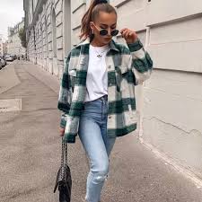 Tops Green Plaid Oversized Flannel Shacket Shirt Jacket Poshmark