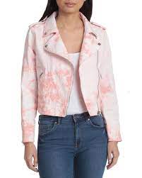 Tie Dye Cotton Biker Jacket Pink Tie Dye Cotton Designer Outerwear Biker Jacket