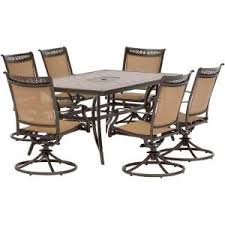 Hanover Fontana 7 Piece Alumninum Rectangular Outdoor Dining Set With Swivel Rockers Tile Top Table Fntdn7pcswtn The Home Depot In 2020 Outdoor Furniture Sets Patio Dining Furniture 7 Piece Dining Set