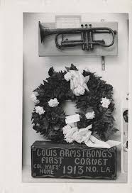 Funeral Wreath And Display At The New Orleans Jazz Museum Featuring The First Horn Louis Armstrong Ever Owned The Horn A Louis Armstrong Funeral New Orleans