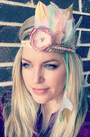 Peach, Mint, Pink and Gold Dipped Feather Headband, Indie Headdress,  Feather Crown
