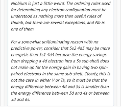 Why Electronic Configuration Of Niobium Is 4d4 5s1 Brainly In