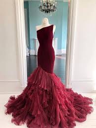 Unsere exklusiven brautkleider sind unnachahmlich und bieten alles, was sie sich für einen der wichtigsten. Meerjungfrau Asymmetrisches Abendkleid Brautkleid Lang Weinrot Ruschen Mit Schleppe