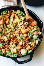 Breakfast Recipe Tempeh Hash W Brussels Sprouts Vegan Breakfast Recipes Healthy Plantbased Breakfast Hash Recipes Vegetarian Breakfast Healthy Recipes