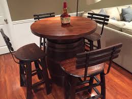 Wine barrels are smaller than whiskey barrels. Wine Barrel Table Hardwood Top The Oak Barrel Company