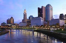 2018 winter sunset, downtown columbus, ohio skyline. Columbus Ohio Skyline Before Sunrise Stock Photo Dissolve
