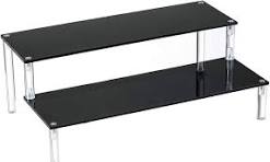 BYCY Acrylic Black 2-Tier Riser Display Shelf for Figures, Desserts Holder,  Collections Organizer and Cosmetic Items Shelf (2 Tier 12" X 6.9" X ...