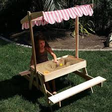 New Wooden Sandbox Bench With Canopy Roof Cover Kids Picnic Table W Sand Box Kids Picnic Table Kids Picnic Wooden Picnic Tables