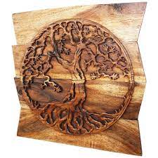 Amazon.com: Kammika Import Export Co., Ltd. Haussmann Tree of Life Round on  Uneven Boards 24 in x 24 in Walnut Oil : Home & Kitchen