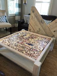 Jigsaw puzzles fit neatly underneath so pets and dust don't interfere with your puzzle when you aren't working on it. Built A Puzzle Table Coffee Table Puzzle Table Decor Home Decor