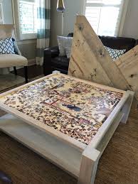 Puzzle coffee table build plans and the amazing story of how they came to be available. Built A Puzzle Table Coffee Table Puzzle Table Decor Coffee Table
