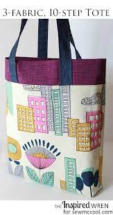 learn how to sew a tote with three fabrics in only 10 steps by the inspired wren on sewmccool com you ll love the sewing bag tote bag tutorial sewing fabric