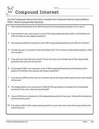 Find the simple interest for 2 years on $2000 at 6% per year. Compound Interest Worksheet 15 Worksheets