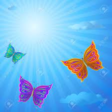 More images for butterfly in the sky » Butterflies Fly In The Blue Summer Solar Sky Royalty Free Cliparts Vectors And Stock Illustration Image 9313457