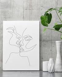 Artwork Black And White Line Drawing Art Couple Kiss Printable One Line Drawing Print Black And White Etsy Line Art Drawings Line Drawing Drawing Prints