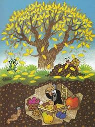 Muldvarpen Sidder I Hulen Og Spiser Maulwurf Illustration Kinder Zeichentrick