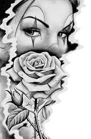 Payasa With Rose Chicano Art Tattoos Chicano Art Chicano Drawings