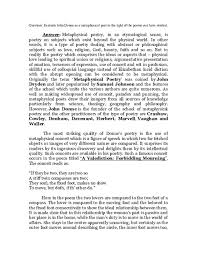 Doc Donne Is A Metaphysical Poet Basid Rahman Academia Edu