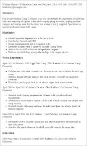 summer camp counselor resume templates