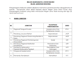 Jawatan kosong terkini kerajaan dan swasta di seluruh malaysia tahun 2020. Iklan Majlis Bandaraya Johor Bahru Mbjb Kerja Kosong Kerajaan