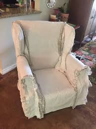 Adjust the fabric so that it falls evenly at floor level all around the chair, then press the fabric into the crevices at the arm rests and sofa back, adjusting as. Wingback Chair Slipcover Tutorial Create Your Own Diy Slipcover To Refresh An Old Wingback Chair With This Fun And Easy Tutorial Fabric Com Blog