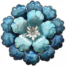 The different sizes create a unique appeal. Blue Metal Flower Wall Decor 122 10693 Wall Decor Afw Com