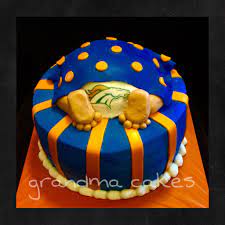 Bronco S Baby Shower Cake Sports Baby Shower Theme Baby Shower Cakes Baby Boy Shower