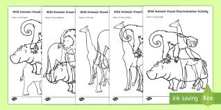 wild animals visual discrimination worksheet teacher made