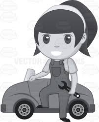 Girl Mechanic Holding A Wrench Poses Beside A Car Car Repair Service Auto Repair Cartoon Automotive tire repair kit vacuum tire motorcycle fast tire repair tool. car repair service auto repair cartoon