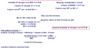 You then divide the mass of chlorine by the mass of sodium chloride to see what ratio the mass of sodium chloride is chlorine. Free Online Help 10 00 Ml Of Vinegar Mass 10 05 G Requires 14 77 Ml Of 0 4926 M Naoh To Reach The End Point Calculate The Molarity And Mass Percent Of The Acetic Acid In The Vinegar