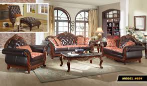 Whether your living room is formal or casual, add style and harmony to it with beautiful, handmade wooden furniture from vermont. Cherry Wood Trim Black Leather Living Room Set 654