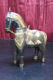 Natural bone beads from africa. Lot Detail Carved Wood Arabian Horse With Brass Copper Bone Inlay