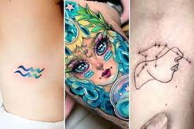 Aquarius symbol tattoo with dragon looking a good idea for tattooing. 54 Unique And Gorgeous Aquarius Tattoos With Meanings