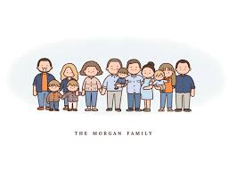Seven Or More Big Family Portrait Custom Big Family Etsy In 2020 Family Illustration Family Drawing Custom Family Illustration