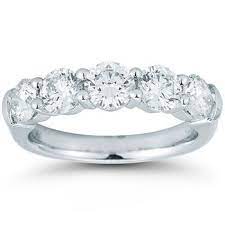 Round Brilliant 200 Ctw Vs2 Clarity I Color Diamond Platinum Five Stone Ring Round Brilliant Diamond Ring Diamond Bands Diamond Rings Bands