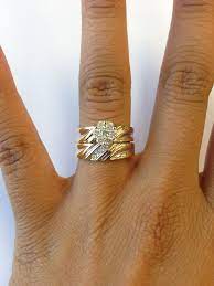 3 8 Carat T W Diamond Trio Matching Wedding Ring Set 10k White Gold Wedding Rings Sets Gold Matching Wedding Ring Sets Wedding Ring Sets