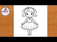 Cute barbie girl drawing | Girl drawing easy | pencil drawing | art | step  by step|doll drawing|