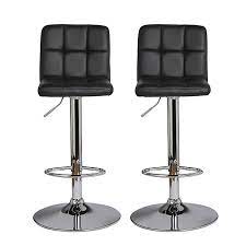 Woltu breakfast kitchen counter bar stools set of 2 pcs faux leather seat bar chairs wood legs barstools grey high stools. Lagan Black Swivel Bar Stool Pack Of 2 Diy At B Q